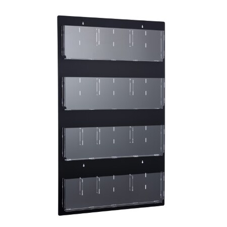 Adiroffice 48"x 29"Black Adjustable Pockets Clear Acrylic Hanging Magazine Rack ADI640-2948-BLK